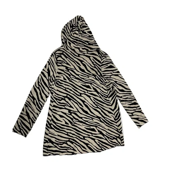Belldini Womens Hoodie Cardigan Sweater Size L Black-Beige Animal Print cotton - Picture 2 of 9